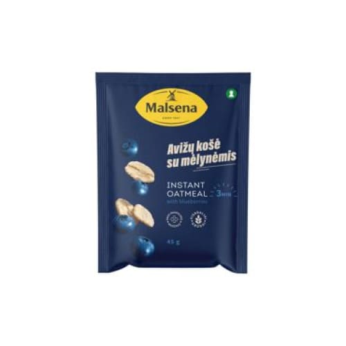 MALSENA Quickly Prepared Oatflakes Porridge with Blueberries 1.59 oz. (45 g.) - Malsena