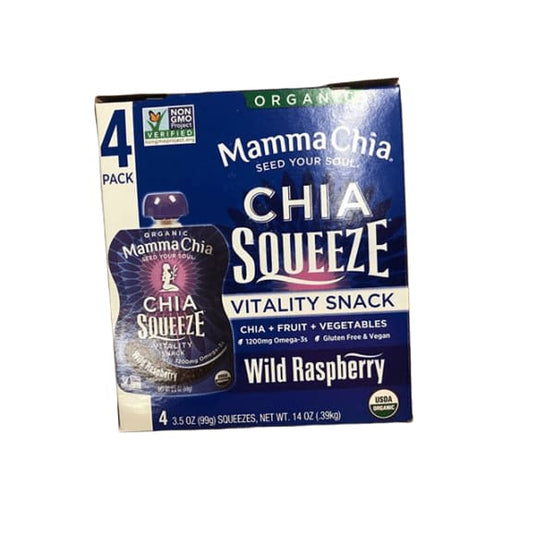 Mamma Chia Wild Raspberry Chia Squeeze, 4 x 3.5 oz - ShelHealth.Com