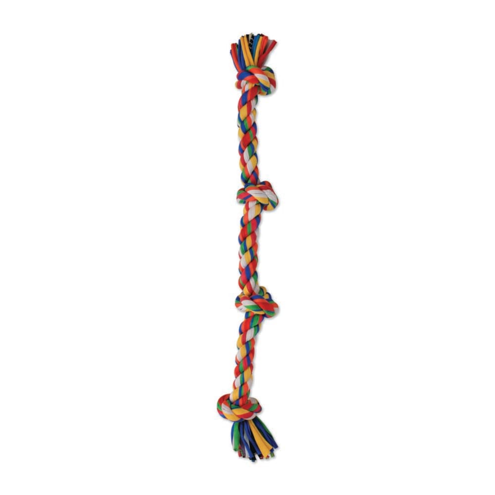 Mammoth Pet Products Cloth Dog Toy Rope 4 Knot Tug 4 Knots Assorted 27 in Large - Pet Supplies - Mammoth Pet
