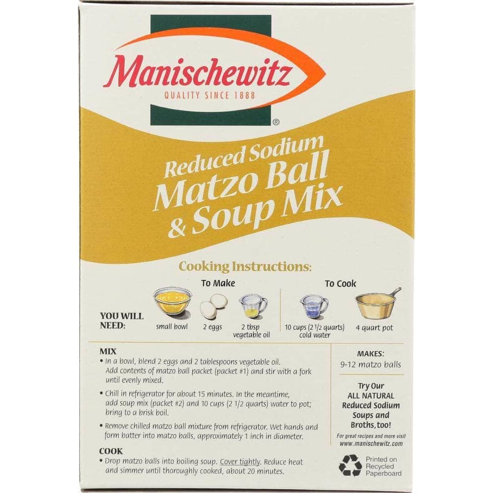Manischewitz Manischewitz Matzo Ball & Soup Mix Reduced Sodium, 4.5 Oz