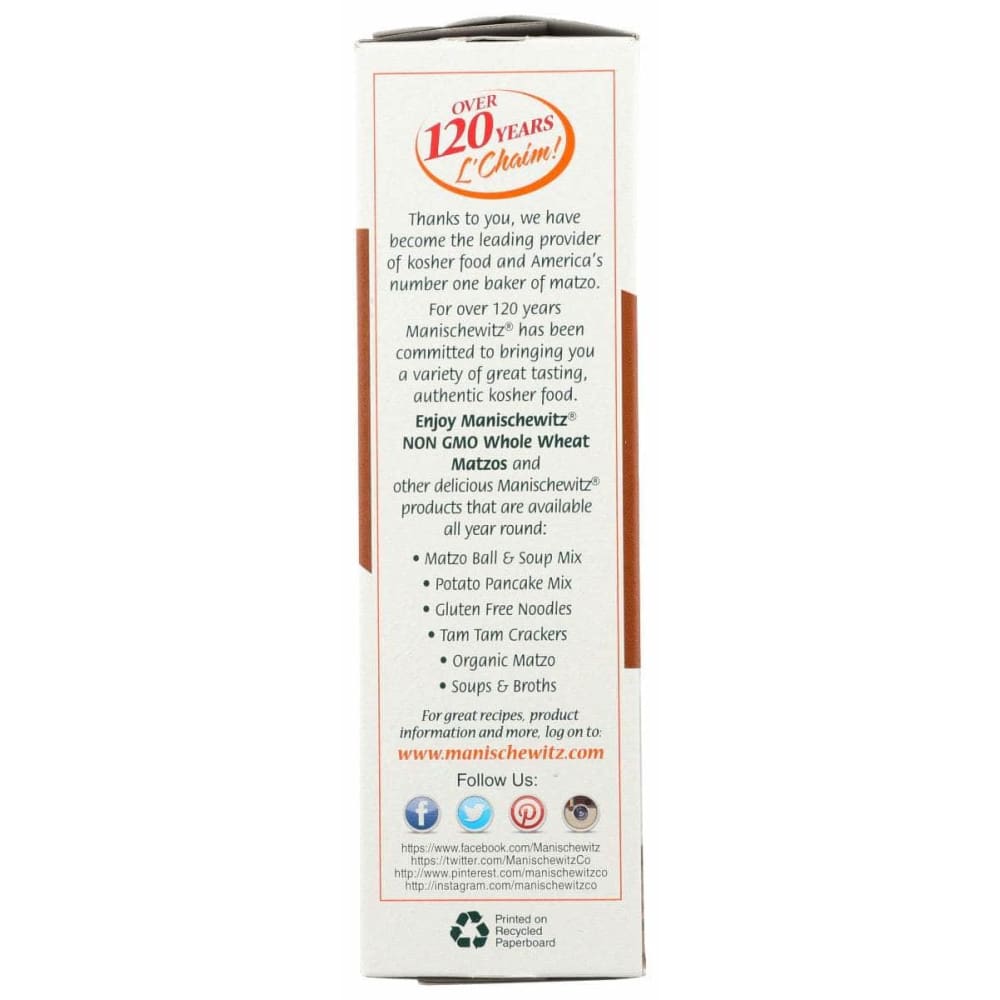 MANISCHEWITZ Manischewitz Matzo Whl Wheat, 10 Oz