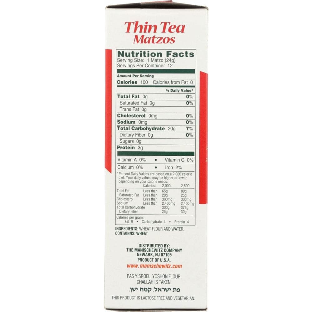 MANISCHEWITZ Manischewitz Thin Tea Matzo Cracker, 10 Oz