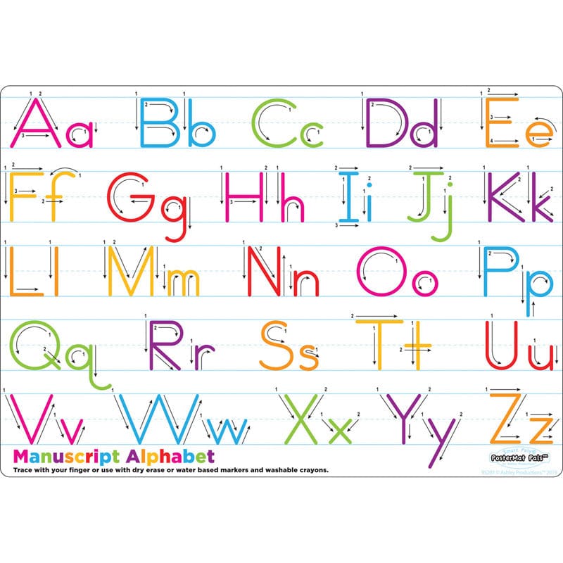 Manuscript Alphabet Postermat Pals Smart Poly Single Sided (Pack of 12) - Language Arts - Ashley Productions