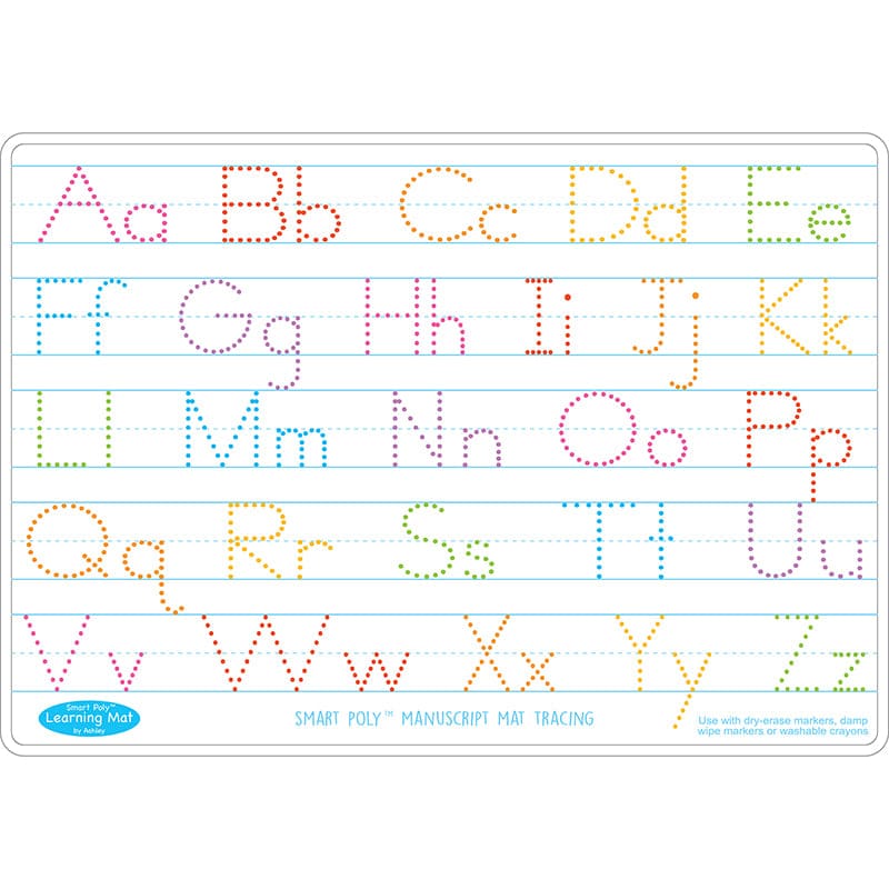 Manuscrpt Writing Learn Mat 2 Sided Write On Wipe Off (Pack of 10) - Handwriting Skills - Ashley Productions