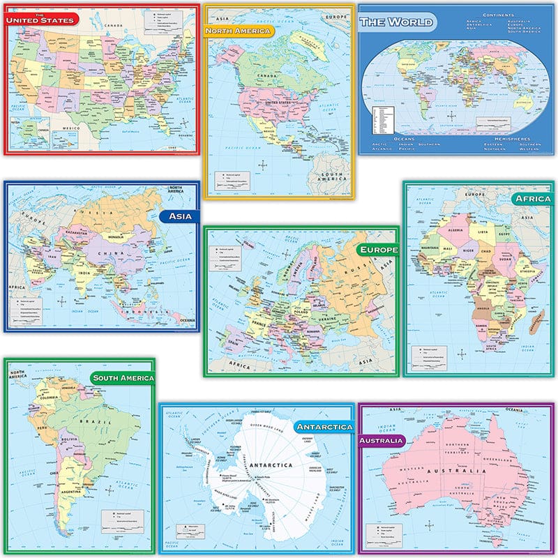 Map Charts Set 9 Charts - Social Studies - Teacher Created Resources