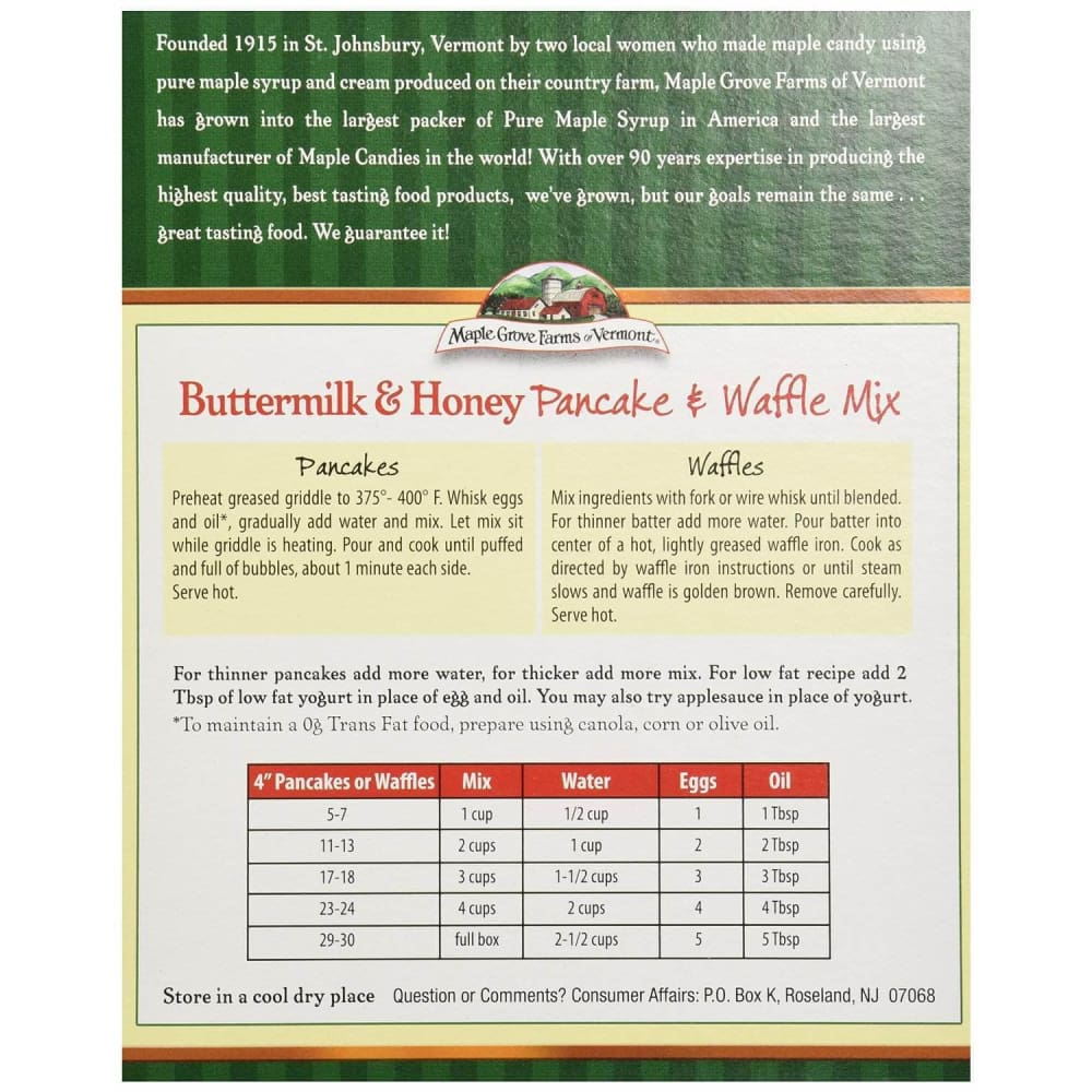 Maple Grove Farms Of Vermont Maple Grove Farms Buttermilk and Honey Pancake and Waffle Mix, 24 Oz