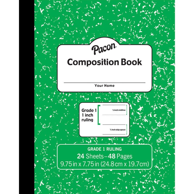 Marble Composition Book Gr 1 Green 1In Ruled (Pack of 12) - Note Books & Pads - Dixon Ticonderoga Co - Pacon