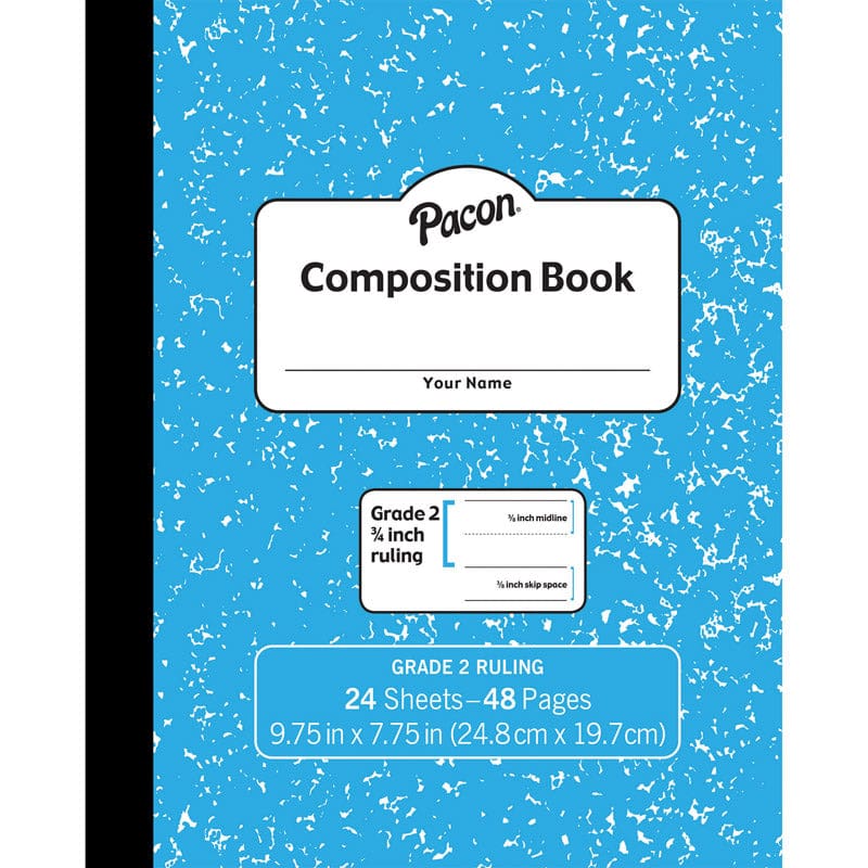 Marble Composition Book Gr 2 Blue 3/4In Ruled with Red Baseline (Pack of 12) - Note Books & Pads - Dixon Ticonderoga Co - Pacon