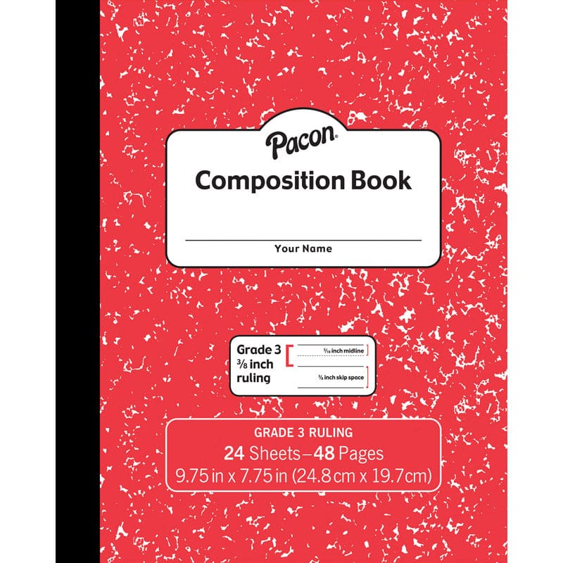 Marble Composition Book Gr 3 Red 3/8In Ruled (Pack of 12) - Note Books & Pads - Dixon Ticonderoga Co - Pacon