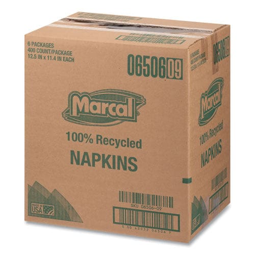 Marcal 100% Recycled Luncheon Napkins 11.4 X 12.5 White 400/pack 6pk/ct - Food Service - Marcal®