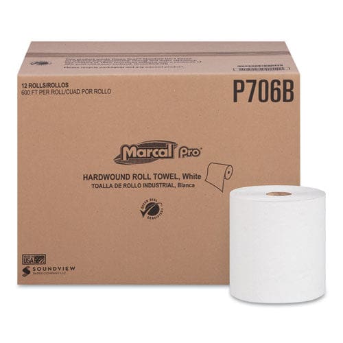 Marcal PRO 100% Recycled Hardwound Roll Paper Towels 7.88 X 350 Ft White 12 Rolls/carton - Janitorial & Sanitation - Marcal PRO™
