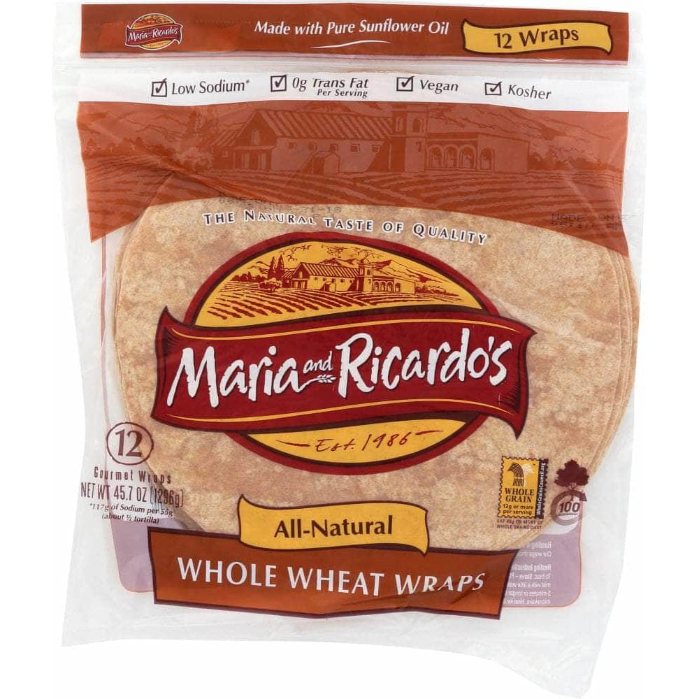 Maria And Ricardos Maria & Ricardos All Natural Whole Wheat Wraps, 45.7 oz