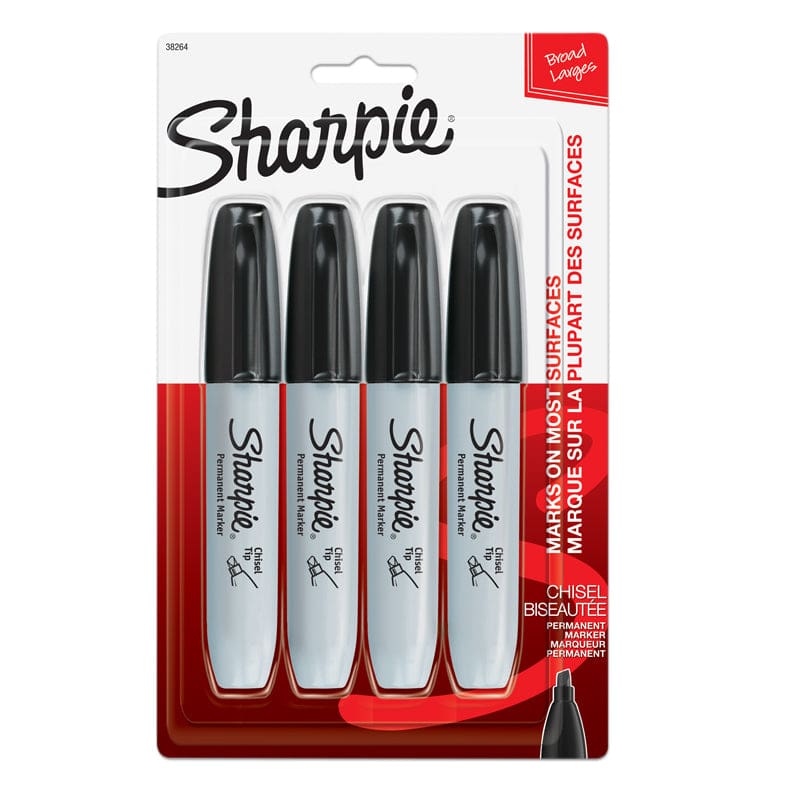 Marker Set Sharpie Chisel Black 4Ct Carded (Pack of 8) - Markers - Sanford/sharpie