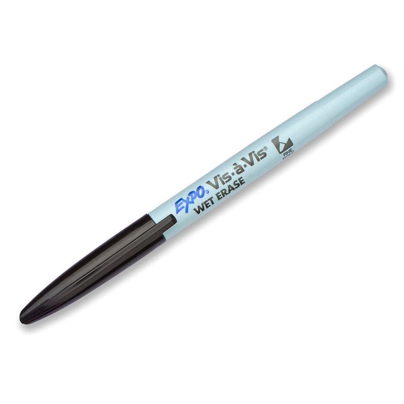 Marker Vis A Vis Fine Black Wet Erase Permanent (Pack of 12) - Markers - Sanford/sharpie
