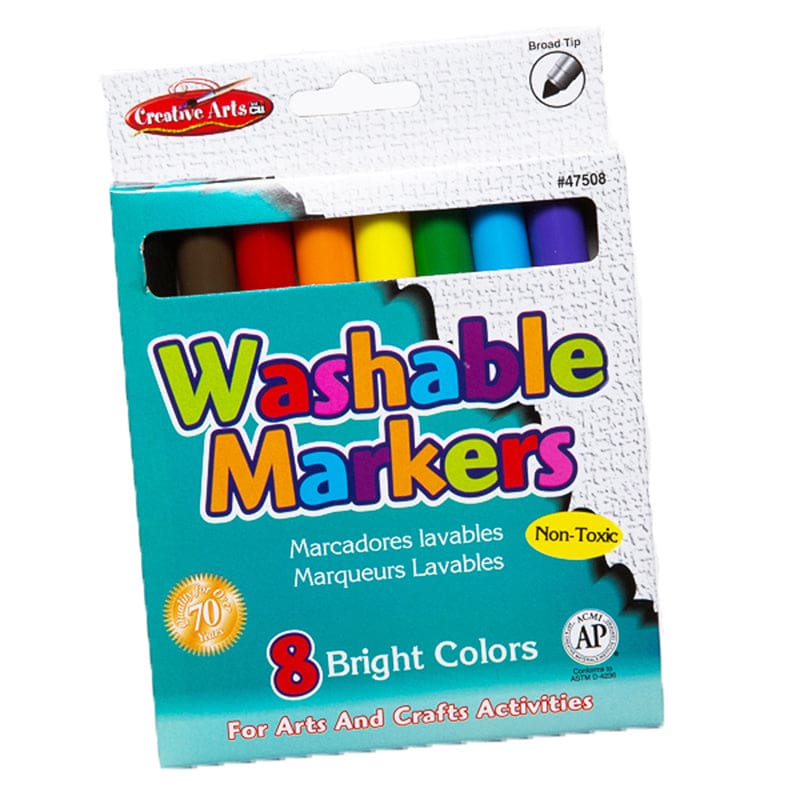 Markers Washable Broad Tip 8/Bx Assorted Colors (Pack of 12) - Markers - Charles Leonard