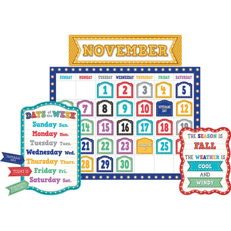 Marquee Calendar Bulletin Board (Pack of 3) - Calendars - Teacher Created Resources