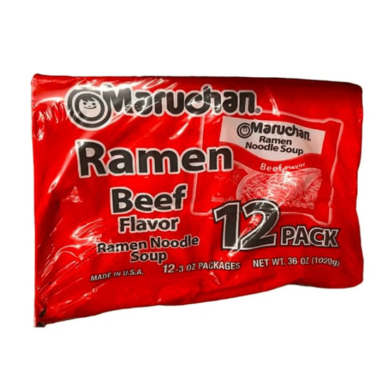 Maruchan Ramen Noodle Soup, Beef Flavor, 12 x 3 oz - ShelHealth.Com