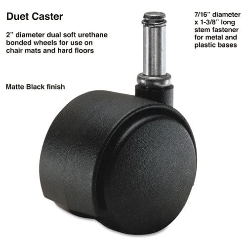 Master Caster Duet Dual Wheels Grip Ring Type C Stem 2 Soft Polyurethane Wheel Matte Black 5/set - Furniture - Master Caster®