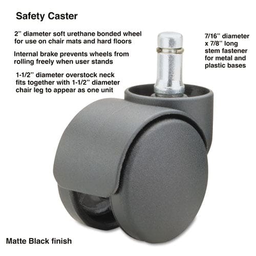 Master Caster Safety Casters Oversized Neck Grip Ring Type B Stem 2 Soft Polyurethane Wheel Matte Black 5/set - Furniture - Master Caster®