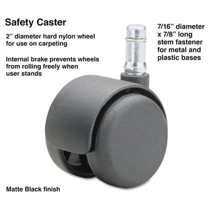 Master Caster Safety Casters Standard Neck Grip Ring Type B Stem 2 Hard Nylon Wheel Matte Black 5/set - Furniture - Master Caster®