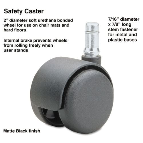 Master Caster Safety Casters Standard Neck Grip Ring Type B Stem 2 Soft Polyurethane Wheel Matte Black 5/set - Furniture - Master Caster®