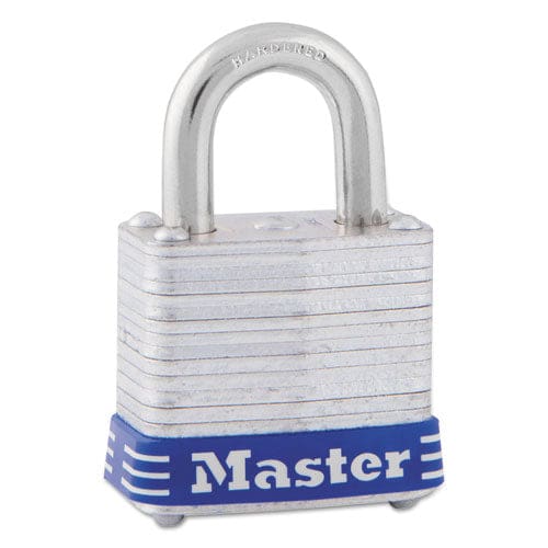 Master Lock Four-pin Tumbler Lock Laminated Steel Body 1.12 Wide Silver/blue 2 Keys - School Supplies - Master Lock®