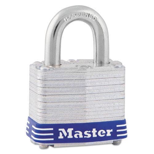Master Lock Four-pin Tumbler Lock Laminated Steel Body 1.12 Wide Silver/blue 2 Keys - School Supplies - Master Lock®