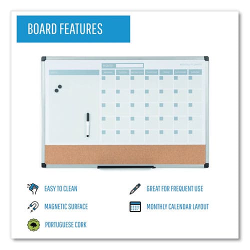 MasterVision 3-in-1 Calendar Planner 36 X 24 White Surface Silver Aluminum Frame - School Supplies - MasterVision®