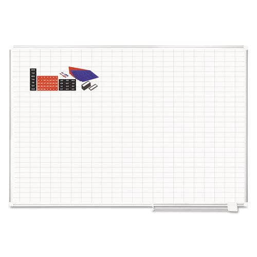 MasterVision CR1230830A 48 x 72 White Grid Planner Porcelain Dry Erase Planning Board with Accessories - 1 x 2 Grid - General - BI-SILQUE