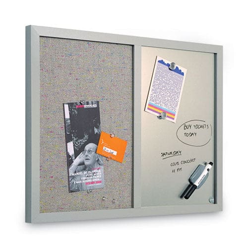 MasterVision Designer Combo Fabric Bulletin/dry Erase Board 24 X 18 White/gray Surface Gray Mdf Wood Frame - School Supplies - MasterVision®