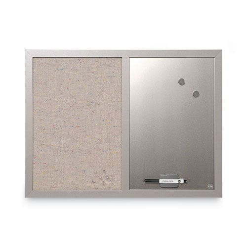 MasterVision Designer Combo Fabric Bulletin/dry Erase Board 24 X 18 White/gray Surface Gray Mdf Wood Frame - School Supplies - MasterVision®