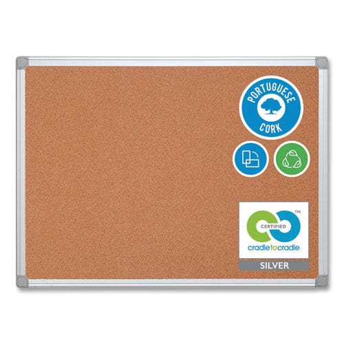 MasterVision Earth Cork Board 36 X 24 Natural Surface Silver Aluminum Frame - School Supplies - MasterVision®
