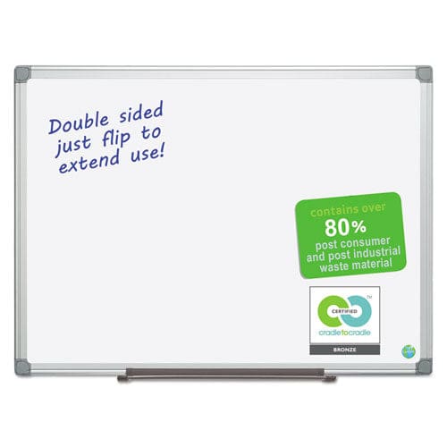 MasterVision Earth Silver Easy-clean Dry Erase Board Reversible 48 X 36 White Surface Silver Aluminum Frame - School Supplies -