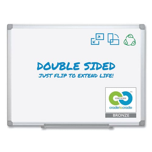 MasterVision Earth Silver Easy-clean Dry Erase Board Reversible 72 X 48 White Surface Silver Aluminum Frame - School Supplies -