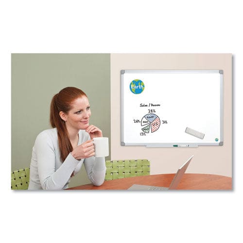 MasterVision Earth Silver Easy-clean Dry Erase Board Reversible 72 X 48 White Surface Silver Aluminum Frame - School Supplies -