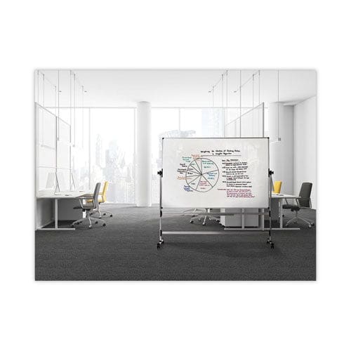 MasterVision Earth Silver Easy Clean Mobile Revolver Dry Erase Boards 36 X 48 White Surface Silver Steel Frame - School Supplies -