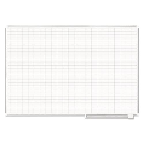 MasterVision Gridded Magnetic Porcelain Dry Erase Planning Board 1 X 2 Grid 72 X 48 White Surface Silver Aluminum Frame - School Supplies -