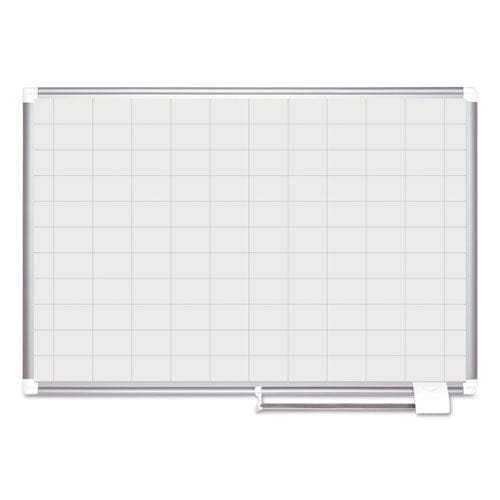 MasterVision Gridded Magnetic Steel Dry Erase Planning Board 1 X 2 Grid 36 X 24 White Surface Silver Aluminum Frame - School Supplies -