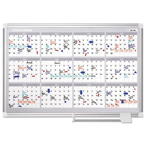 MasterVision Magnetic Dry Erase Calendar Board Four Month 36 X 24 White Surface Silver Aluminum Frame - School Supplies - MasterVision®