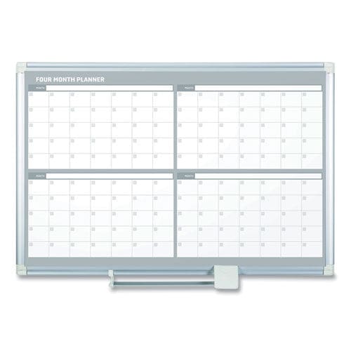 MasterVision Magnetic Dry Erase Calendar Board Four Month 48 X 36 White Surface Silver Aluminum Frame - School Supplies - MasterVision®