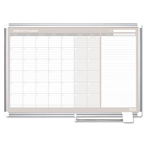 MasterVision Magnetic Dry Erase Calendar Board One Month 48 X 36 White Surface Silver Aluminum Frame - School Supplies - MasterVision®