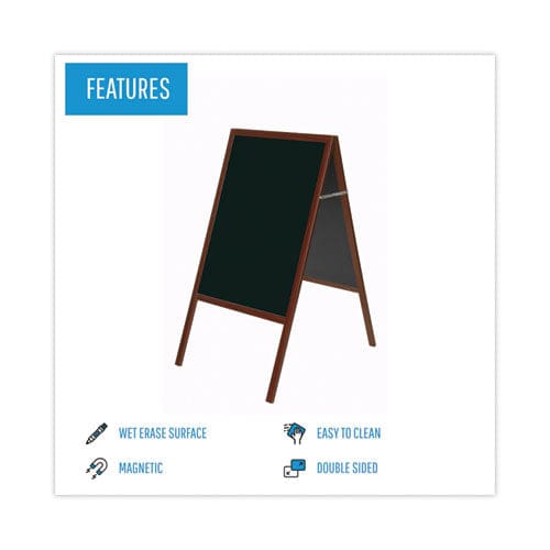 MasterVision Magnetic Wet Erase Board 25 X 35 45 Tall Black Surface Cherry Wood Frame - School Supplies - MasterVision®