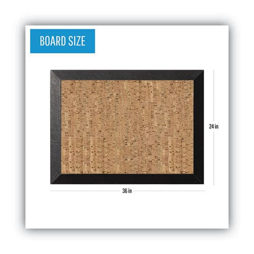 MasterVision Natural Cork Bulletin Board 36 X 24 Natural Surface Black Wood Frame - School Supplies - MasterVision®