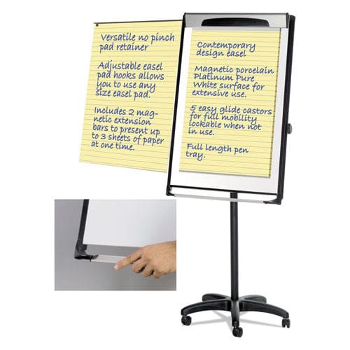MasterVision Platinum Mobile Easel 29 X 41 White Surface Black Plastic Frame - School Supplies - MasterVision®