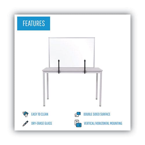 MasterVision Protector Series Glass Aluminum Desktop Divider 35.4 X 0.16 X 23.6 Clear - Furniture - MasterVision®