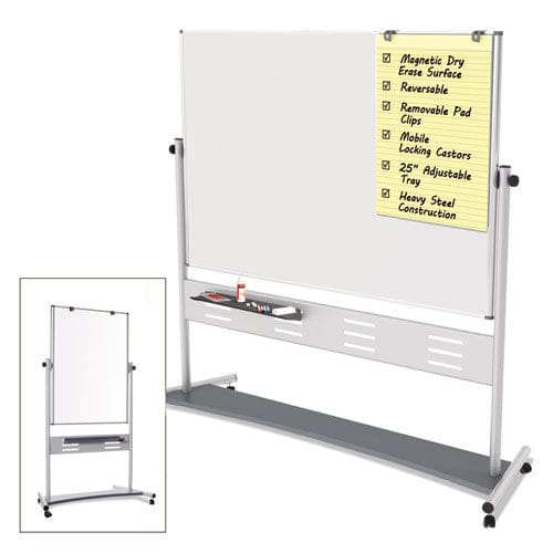 MasterVision Revolver Easel 70.8 X 47.2 80 Tall Easel Horizontal Orientation White Surface Silver Aluminum Frame - School Supplies -