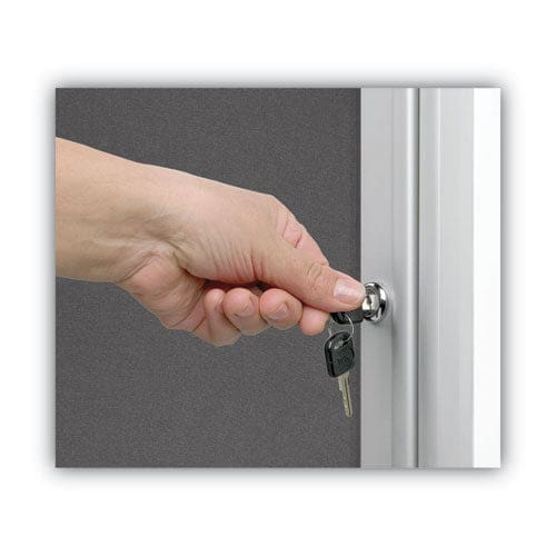 MasterVision Slim-line Enclosed Fabric Bulletin Board One Door 28 X 38 Gray Surface Aluminum Frame - School Supplies - MasterVision®