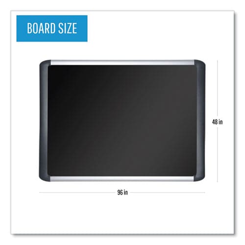 MasterVision Soft-touch Bulletin Board 96 X 48 Black Fabric Surface Aluminum/black Aluminum Frame - School Supplies - MasterVision®