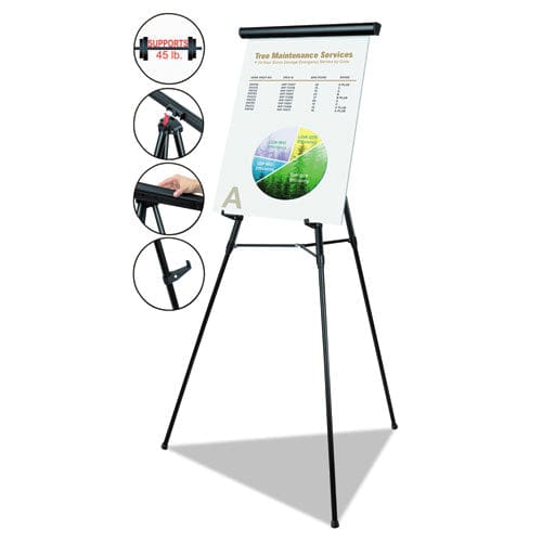 MasterVision Telescoping Tripod Display Easel Adjusts 35 To 64 High Metal Silver - School Supplies - MasterVision®