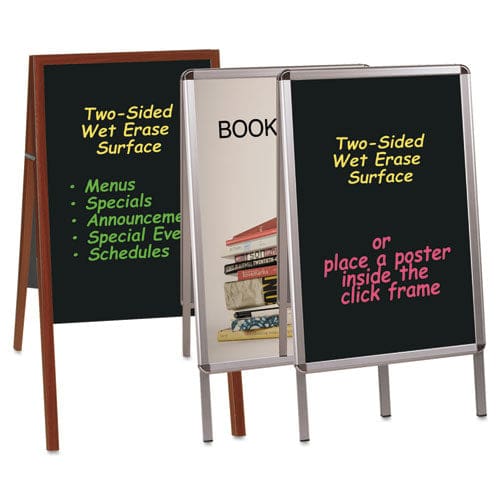 MasterVision Wet Erase Board Double Sided 23 X 33 42 Tall Black Surface Silver Aluminum Frame - School Supplies - MasterVision®